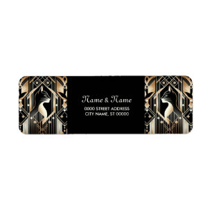 Decorative Black Cat Abstract Return Address Label