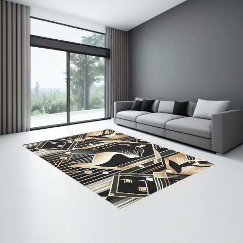 Decorative Black Cat Abstract Rug