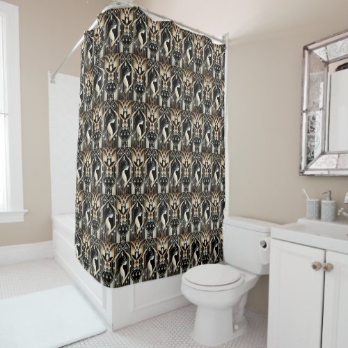 Decorative Black Cat Abstract Shower Curtain