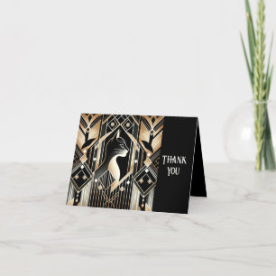 Decorative Black Cat Abstract Thank You Card