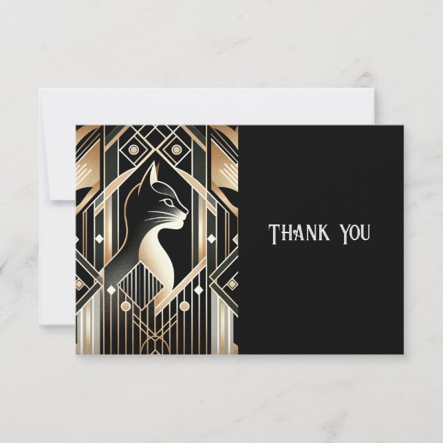 Decorative Black Cat Abstract Thank You Card (Front)