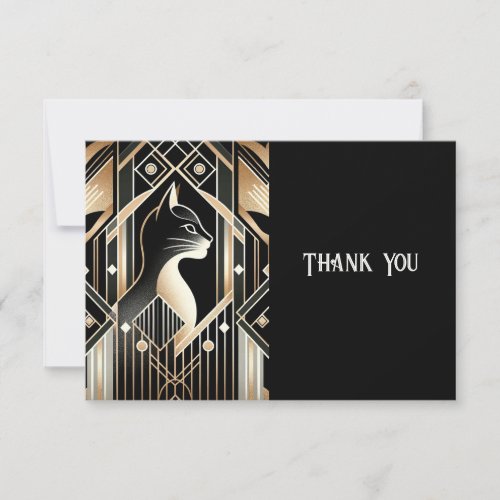 Decorative Black Cat Abstract Thank You Card