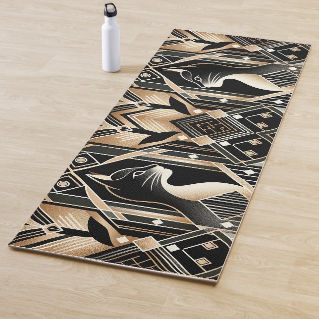 Decorative Black Cat Abstract Yoga Mat (In Situ)