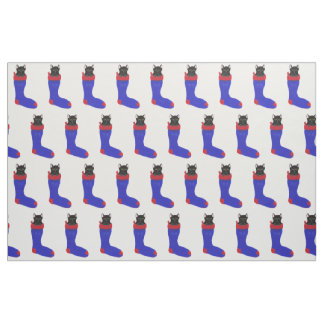 Decorative Black Cat in Christmas Stocking Fabric