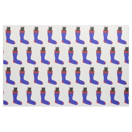 Decorative Black Cat in Christmas Stocking Fabric