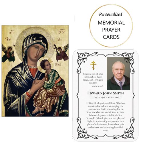 Decorative Black Frame Photo Funeral Prayer Card