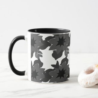 Decorative Black Grey Abstract Floral 