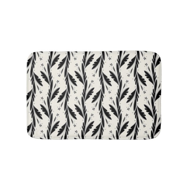 Decorative Black Vines Pattern Bath Mat (Front)