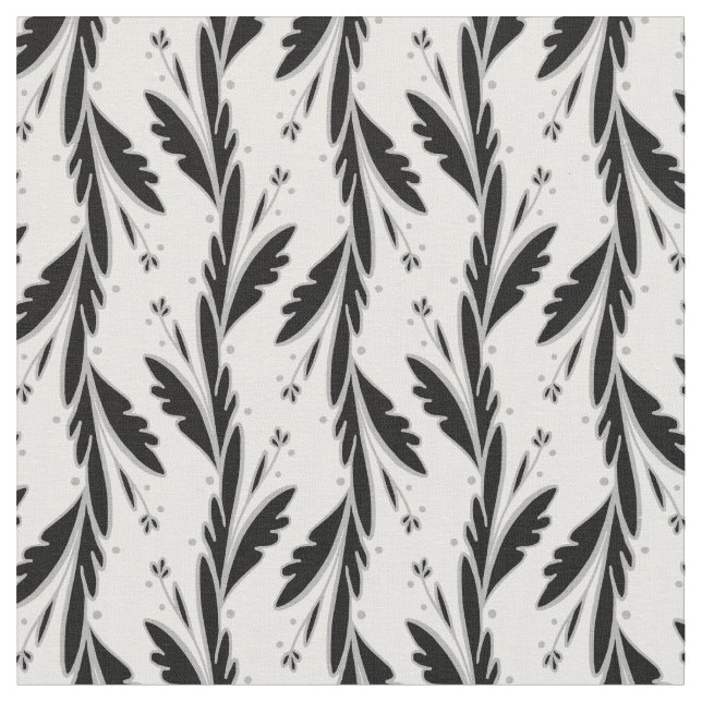Decorative Black Vines Pattern Fabric (Close Up)