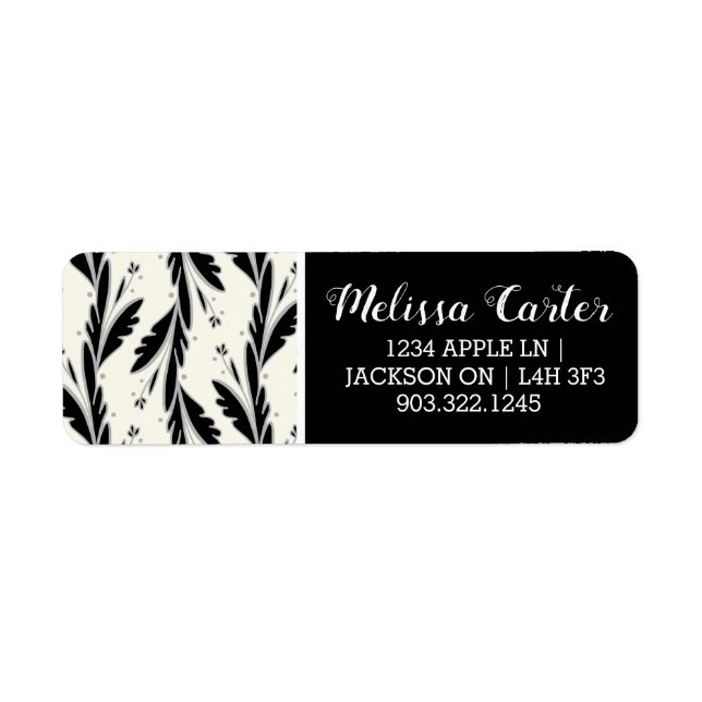 Decorative Black Vines Pattern Label (Front)