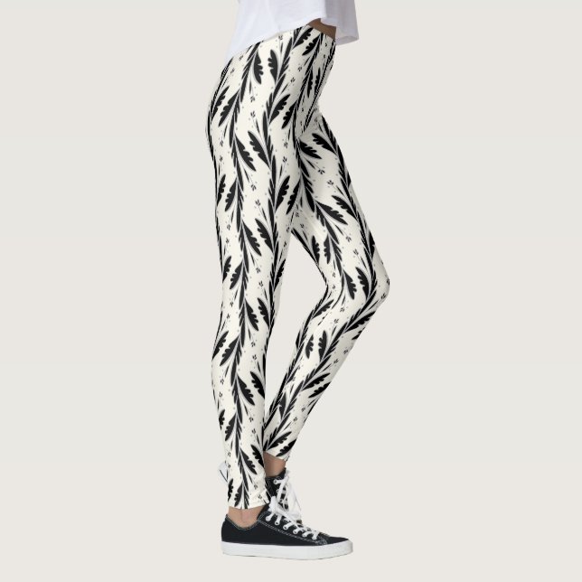 Decorative Black Vines Pattern Leggings (Right)