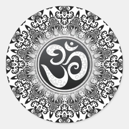 Decorative BlackWhite Om Spiritual Art Sticker