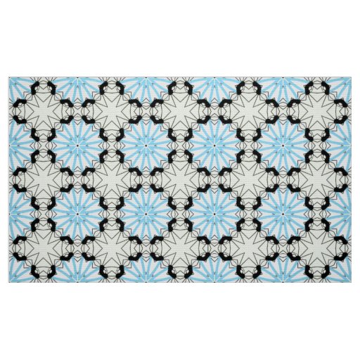 Decorative blue and black geometric pattern  fabric