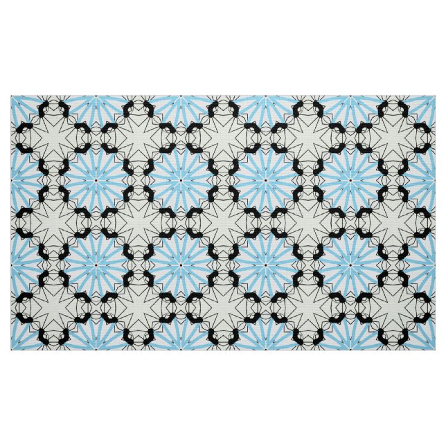 Decorative blue and black geometric pattern  fabric (Fat Quarter)
