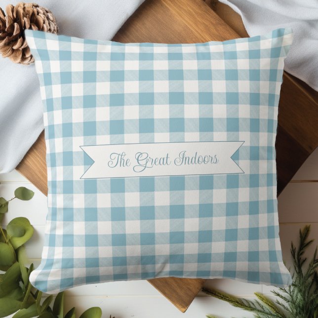 Decorative Blue Buffalo Check Throw Pillow (Creator Uploaded)
