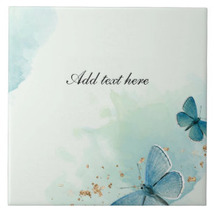 Decorative Blue Butterflies template Ceramic Tile