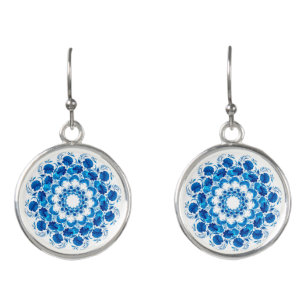 Decorative blue flowers earrings