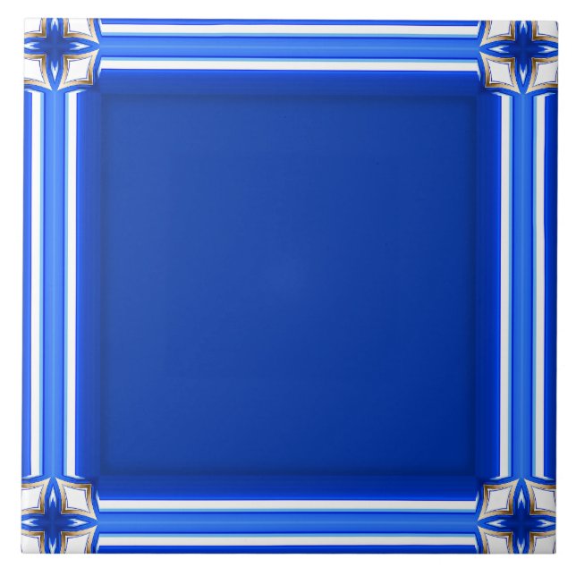 Decorative Blue Frame Ceramic Tile (Front)