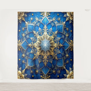 Decorative Blue Gold Holiday Backdrop