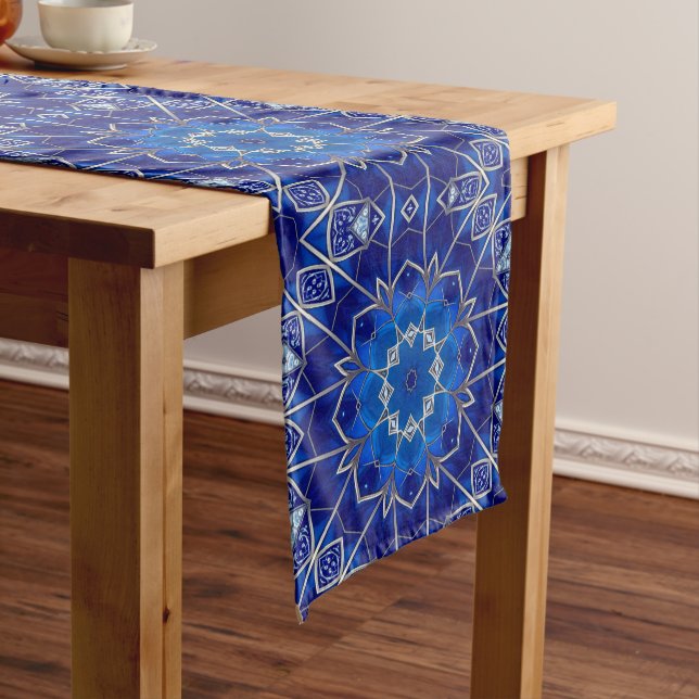Decorative Blue Holiday Table Runner (In Situ)