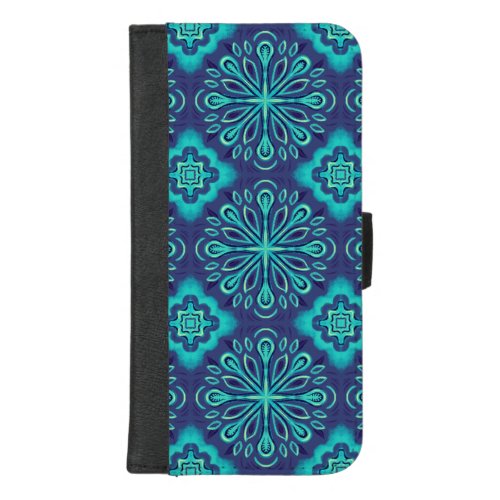 Decorative Blue Snowflake Boho Pattern iPhone 87 Plus Wallet Case