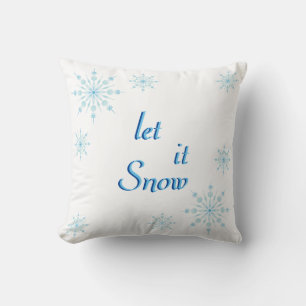 Decorative Blue Snowflake Let it Snow Throw Pillow