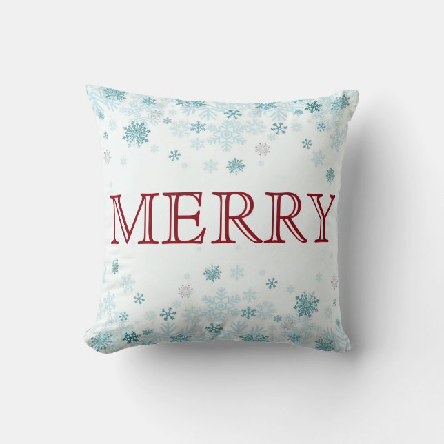 Decorative Blue Stars  Merry Christmas Throw Pillow (Front)
