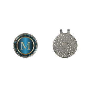Decorative Blue Steel Monogram Design Golf Hat Clip