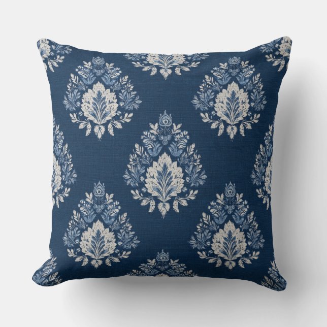 Decorative Blue Throw Pillow (Front)