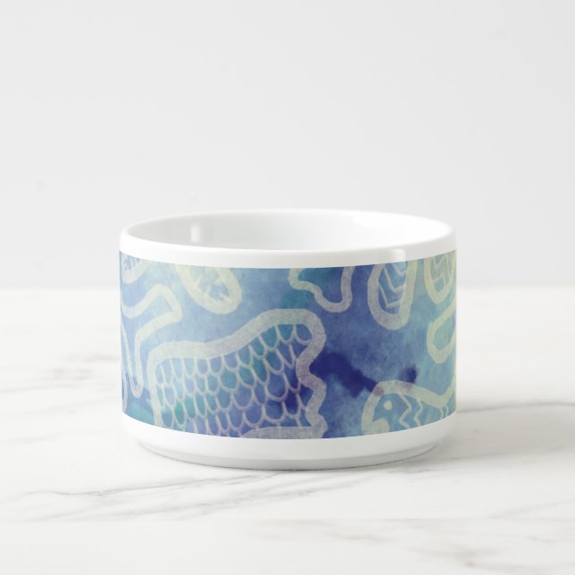 Decorative Blue Tone Abstract Chili Bowl (Center)