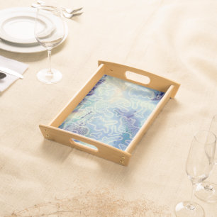 Decorative Blue Tone Abstract Small Serving Tray