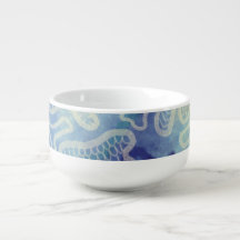 Decorative Blue Tone Abstract Soup Bowl