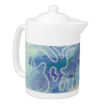 Decorative Blue Tone Abstract Teapot