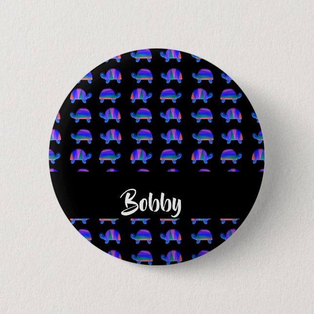 Decorative blue turtles button (Front)
