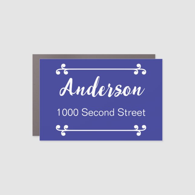 Decorative Blue White Name Street Address Mailbox Car Magnet (Front)