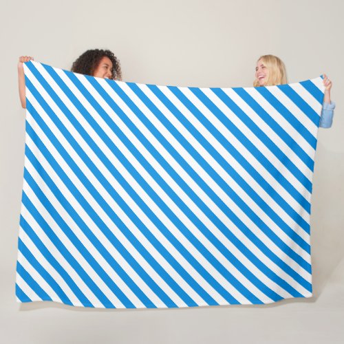 Decorative Blue White Stripes Elegant Modish Large Fleece Blanket