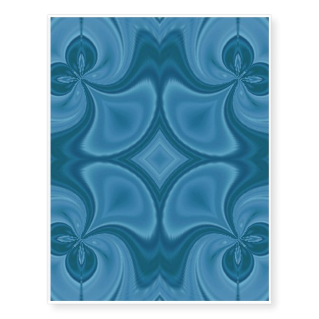 Decorative Blue wood pattern Temporary Tattoos (Front)