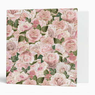 Decorative Blush Pink Gold Glam Rose Botanical 3 Ring Binder