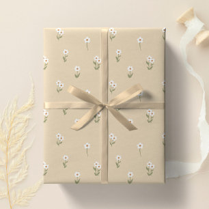Decorative Boho Ditsy Floral Cottagecore Neutral Wrapping Paper