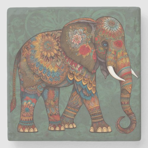 Decorative Boho Elephant Artwork Stone Coaster