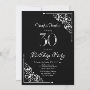Decorative Border 30th Birthday Party Invitation