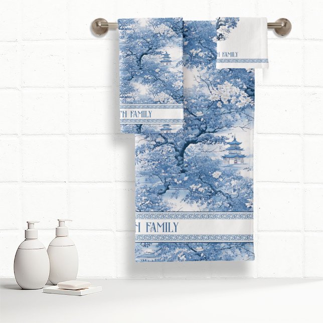 Decorative Border Chinoiserie Pattern ID1094 Bath Towel Set (Creator Uploaded)