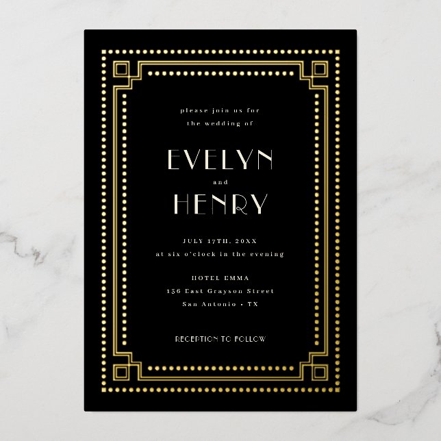 Decorative Border Wedding Invitation Foil Invitation (Front)