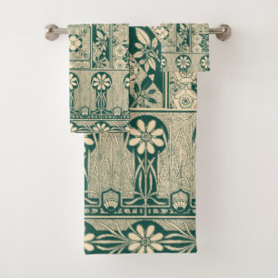 Decorative Botanical Art Nouveau Pattern Bath Towel Set