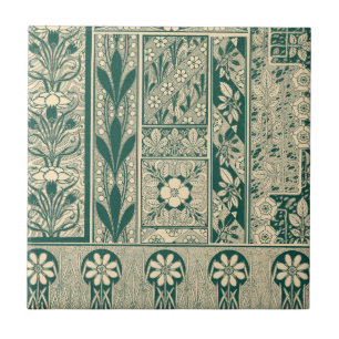 Decorative Botanical Art Nouveau Pattern Ceramic Tile