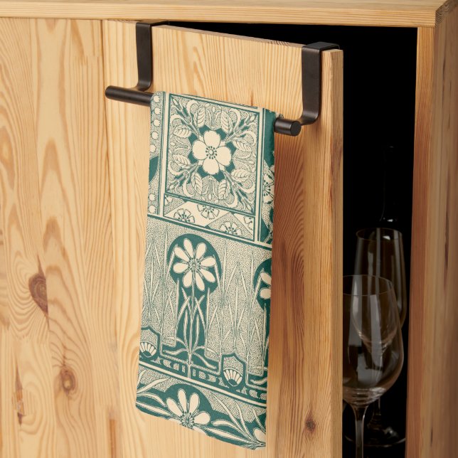 Decorative Botanical Art Nouveau Pattern Kitchen Towel (Thirds Fold)