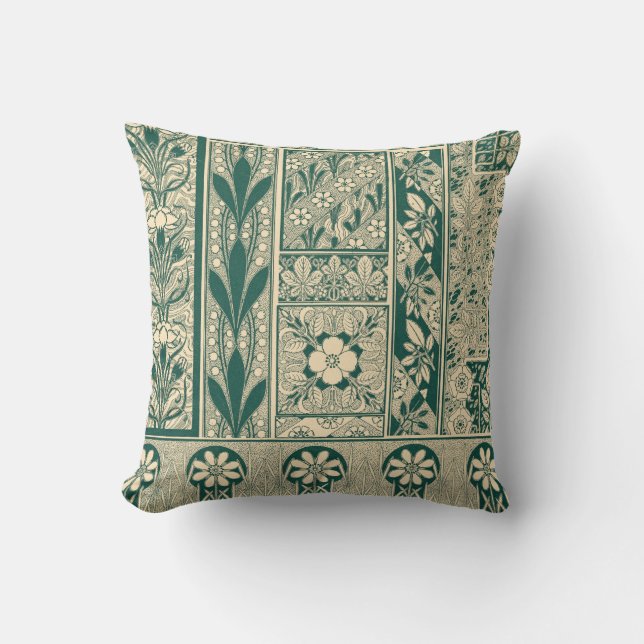 Decorative Botanical Art Nouveau Pattern Throw Pillow (Front)
