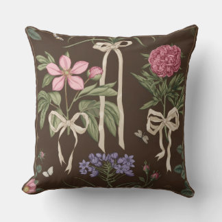 Decorative botanical Floral Bow Throw Pillow