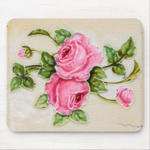 Decorative Bouquet Pink Roses Computer Mouse Pad