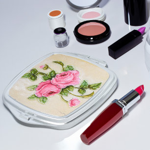 Decorative Bouquet Pink Roses Vanity Mirror